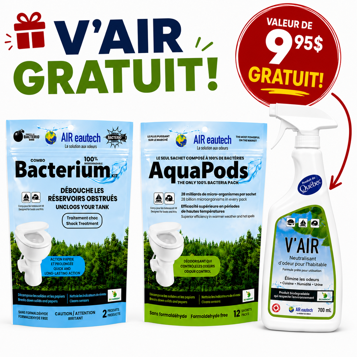 Combo Bacterium + AquaPods | V’AIR Gratuit 🎁